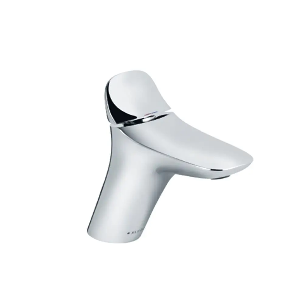 Chromfarbener Waschtischarmatur von Kludi, mit einem schlanken, modernen Design und einem ergonomischen Griff. Kein Ablaufgarnitur vorhanden.